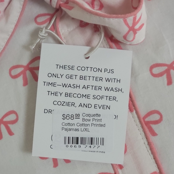 Pink Bow Cotton Pajama Set BNWT - Picture 6 of 7